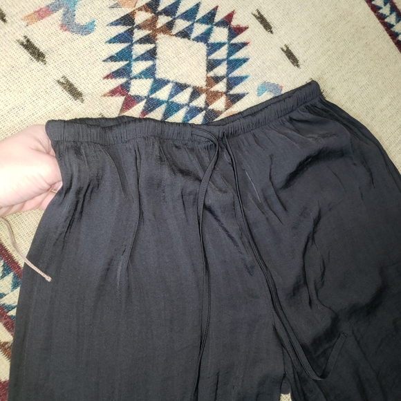 Flowy Black Silky Wide Victoria Secret PJ Pants - Picture 2 of 3